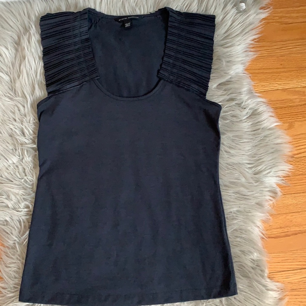 Banana Republic Sleeveless Charcoal Grey Top with Pleated Detail